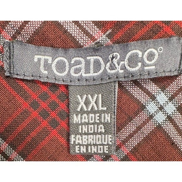 Toad Co Shirt Mens 2XL Red Tartan Plaid Organic Cotton Button Up Long Sleeve NEW - Picture 4 of 9